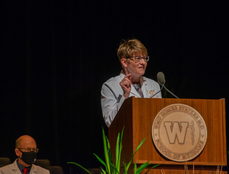 Dean Paula M. Termuhlen, MD, at the Class of 2025 White Coat Ceremony