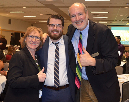 Dr. Eric Edewaard with Drs. Joanne Baker and Mark Loehrke on Match Day 2018