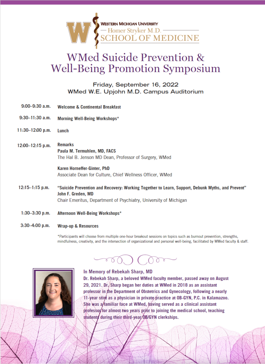 WMed Suicide Prevention and Well-Being Promotion Symposium - September 2022