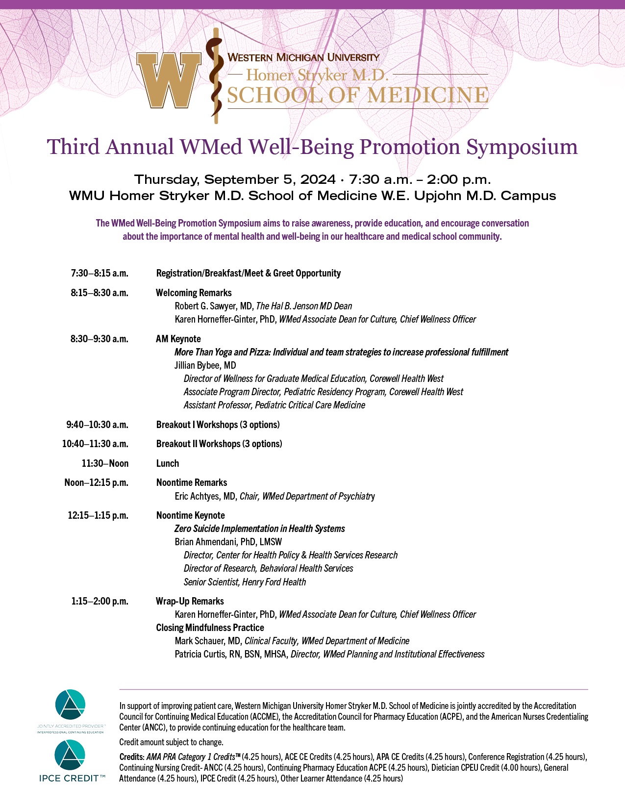 Third Annual WMed Well-Being Promotion Symposium Program Page 1