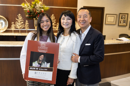 Catalyst Scholarship Program - Lynn and Charles Zhang with M4 Arlene Ho